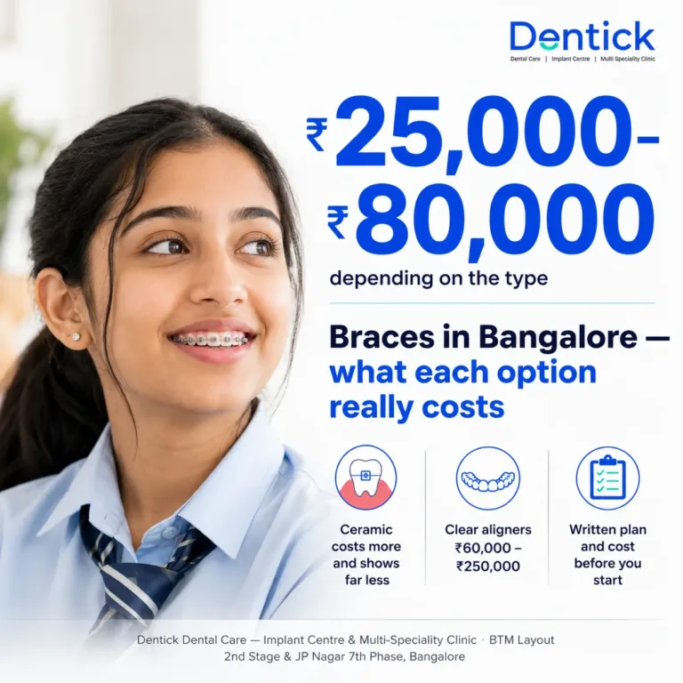 Braces bangalore comparing orthodontic costs BTM layout 2026 08 — Dentick Dental Care, Bengaluru
